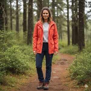 Eddie Bauer Travex Hooded Utility Field Jacket Women's‎ S Travex Hiking Orange